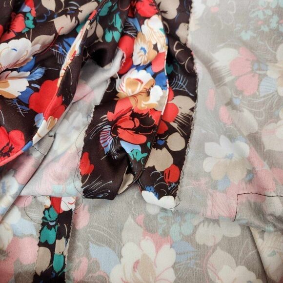 Vintage 70s Button Up Shirt Mens Size M Red Brown Floral Polyester Dagger Collar - Picture 7 of 8